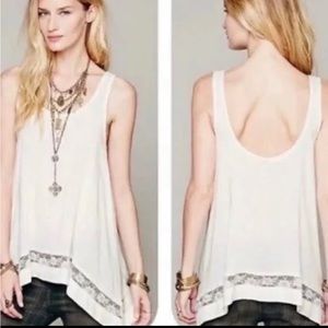 Intimately Free People Voile Lace Trapeze Tank Top Ivory XS